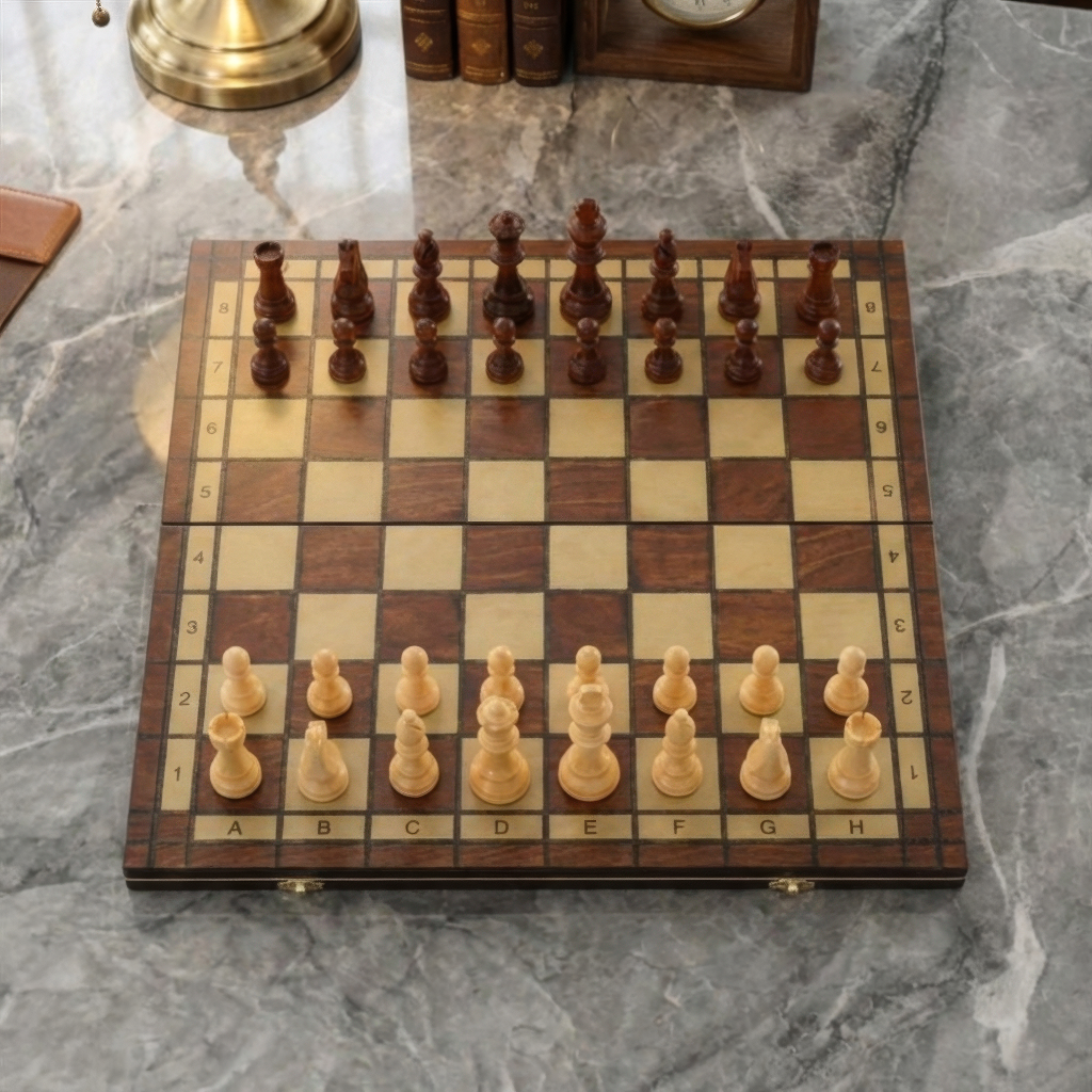 Scacchiera magnetica pieghevole in legno di mogano