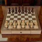 Scacchiera in legno d'acero con cassetto