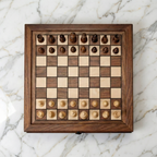 Scacchiera in legno di noce con cassetti