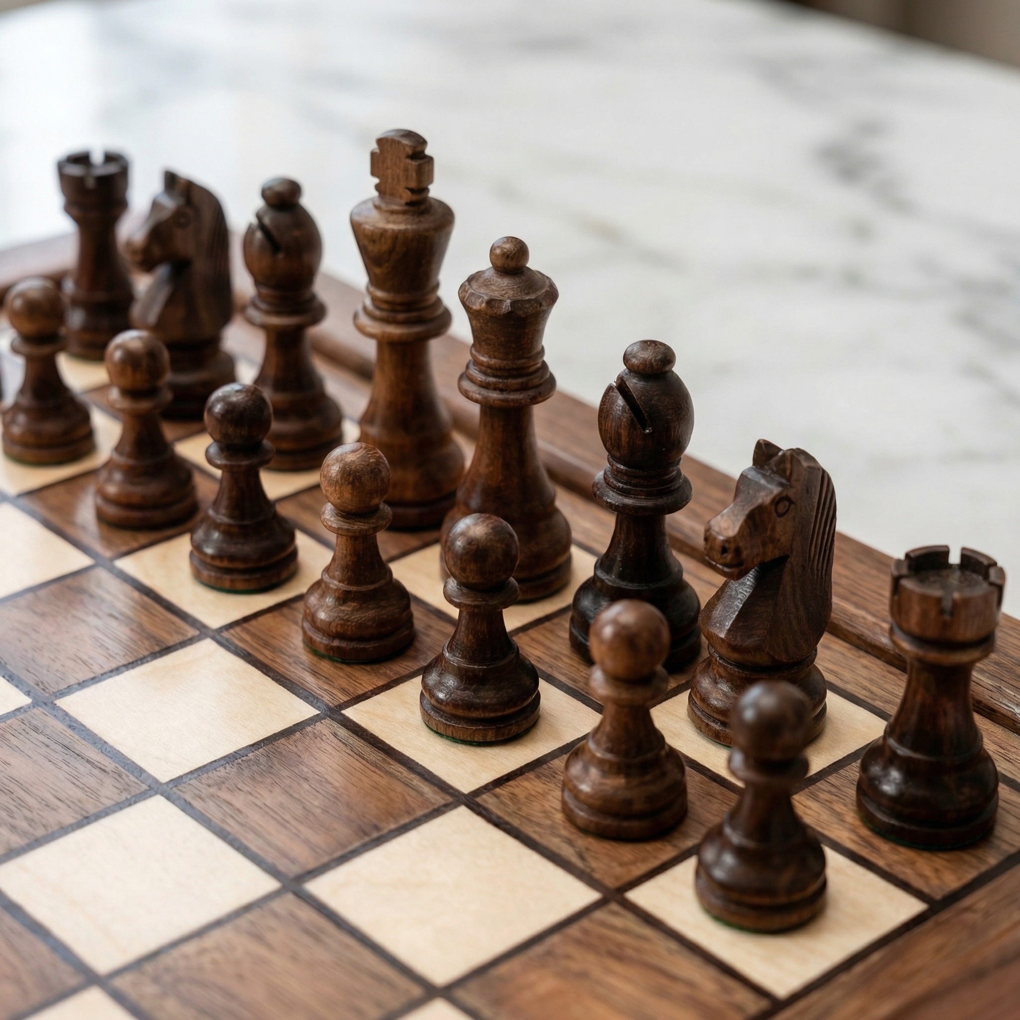 Scacchiera in legno di noce con cassetti